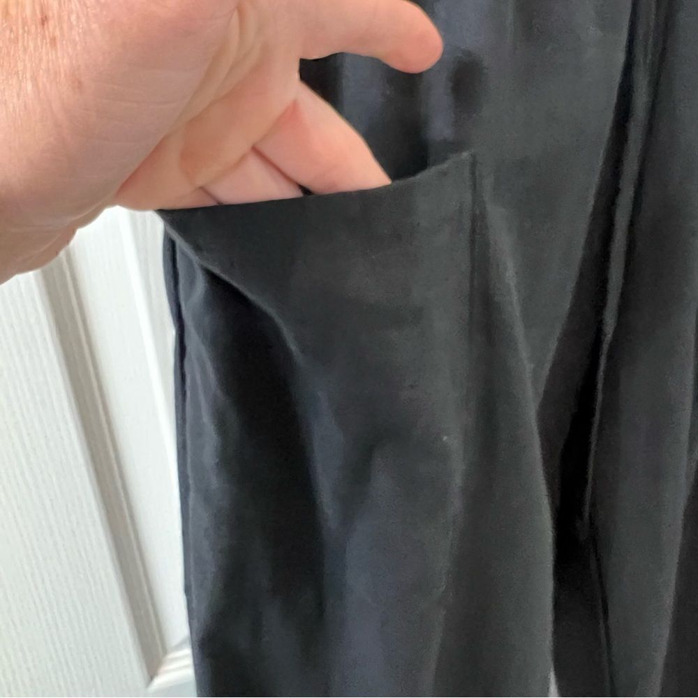 Black Pocket-Tie Waist, button accent lightweight cotton blend pants size L nwt - Picture 10 of 13